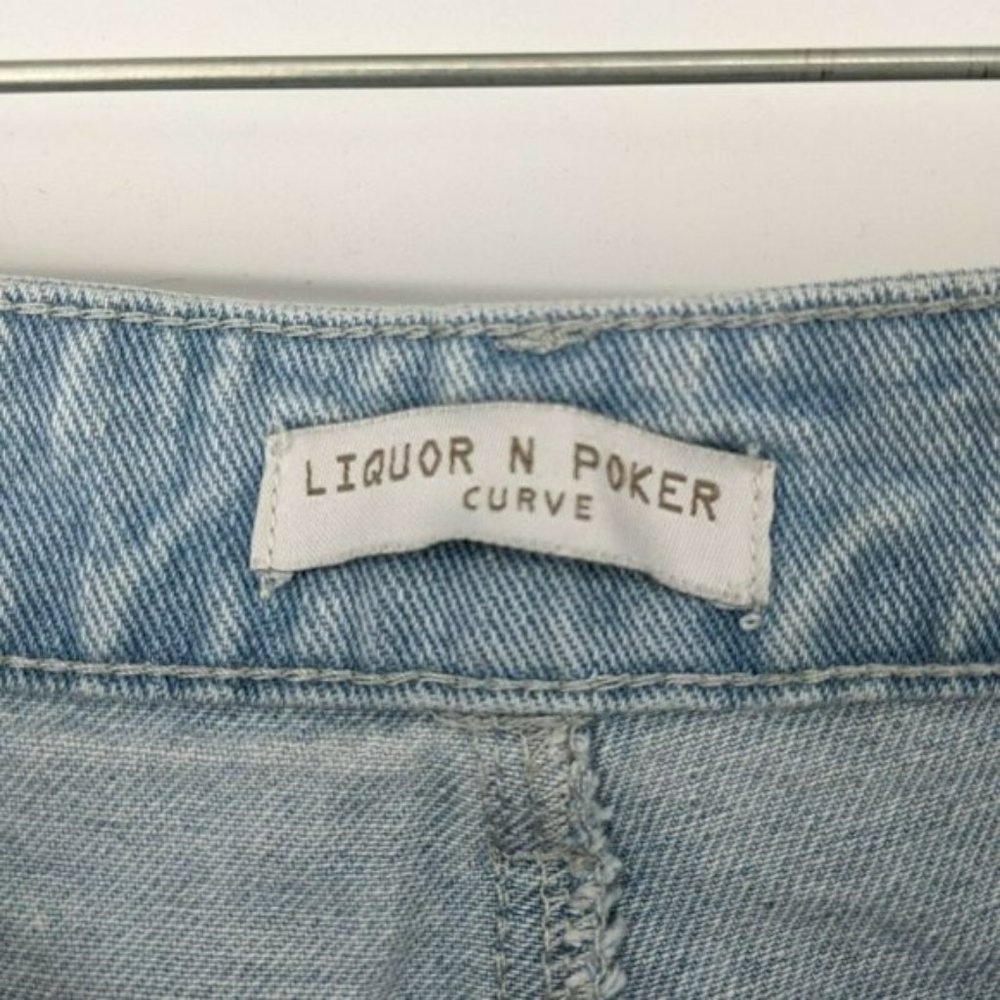 Liquor N Poker Curve 18 Light Wash Blue Distressed Jeans 100% Cotton Plus Size - Picture 2 of 13